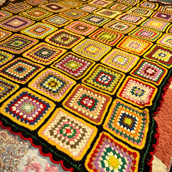 Handmade Knit MultiColor Afghan